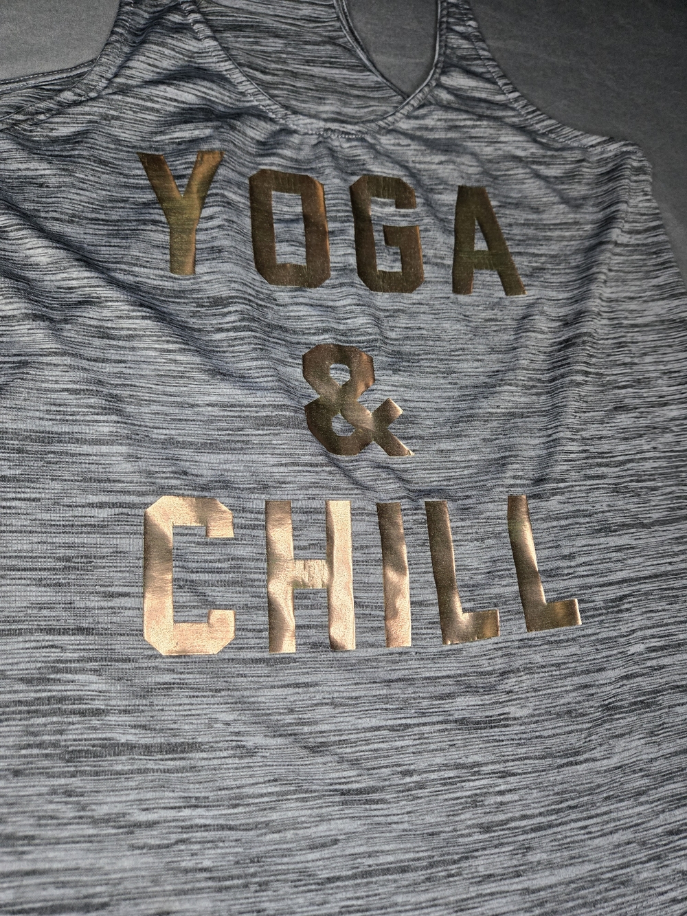 Studio 908 Yoga & Chill Women's Tank Top S Gray Heathered Racerback Scoop Neck